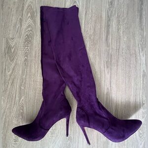 Suede High-Heeled Thigh-High Boots